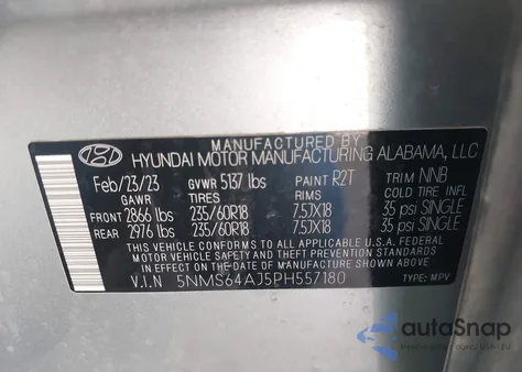 2023 Hyundai Santa Fe Xrt from USA, damaged, VIN 5NMS64AJ5PH557180